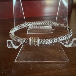 John Hardy Classic Sterling Silver Wheat Woven Bracelet w/18K Dot Closure